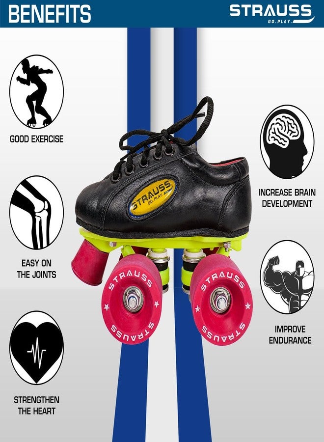 STRAUSS Gripper Skating Shoes | Fixed Body Roller Skates | Shoe Skate With Rubber Wheel |Ideal For Boys, Girls and Kids |Suitable For All Skill Level | Ideal For Kids (10-11 Years) ,Size-3, (Red/Black) - Image 3